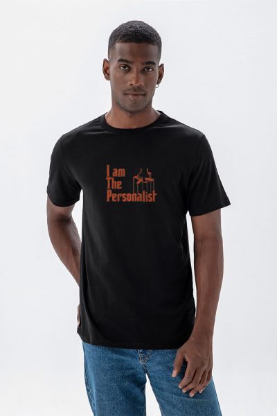 Black Soft Fabric I am Personalist Design Short Sleeve Tee