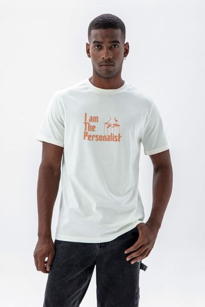 Off White Soft Fabric I am Personalist Design Short Sleeve Tee