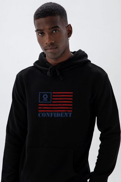 Black Premium Cotton Confident Design Pullover Hoodie