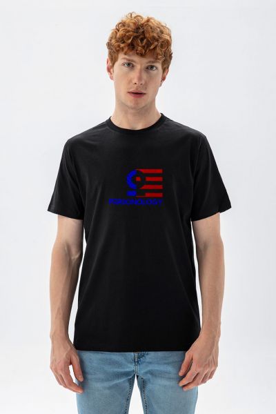 Black Soft Fabric American Design Short Sleeve Tee