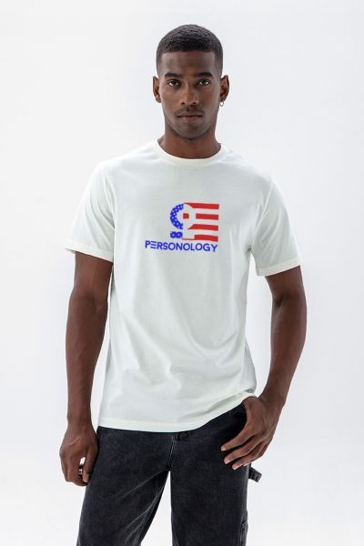 Off White Soft Fabric American Design Short Sleeve Tee