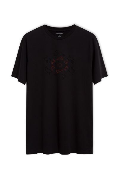 Black Soft Fabric A Vicious Circle Design Short Sleeve Tee