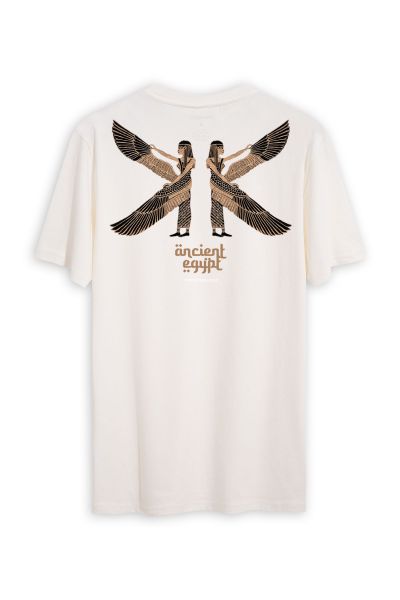 Off White Soft Fabric Ancient Egypt Design Short Sleeve Tee