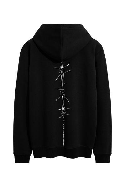 Black Premium Cotton Chain Design Pullover Hoodie