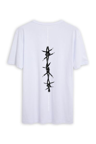 White Soft Fabric Chain Design Short Sleeve Tee