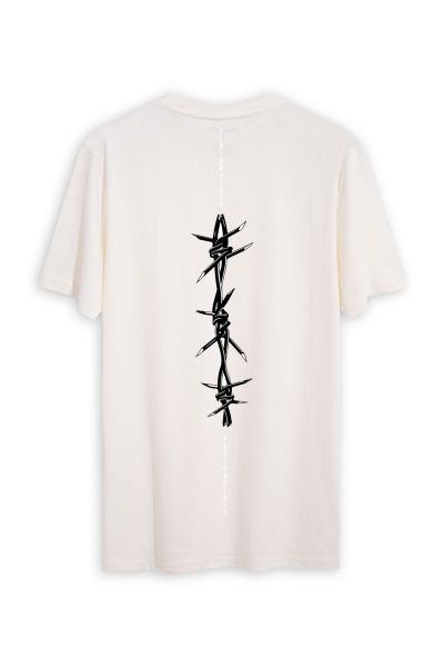 Off White Soft Fabric Chain Design Short Sleeve Tee