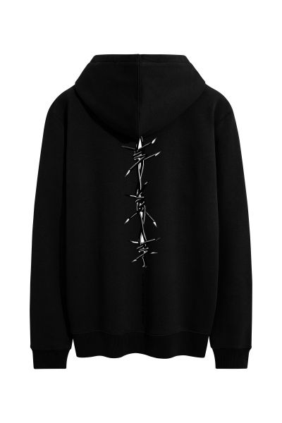 Black Premium Cotton Chain Design Pullover Hoodie