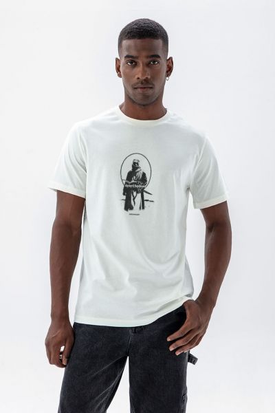 Off White Soft Fabric Desert Bedouin Design Short Sleeve Tee