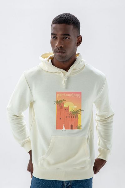 Ecru Premium Cotton Morocco Design Pullover Hoodie