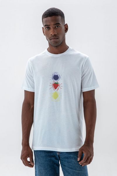 White Soft Fabric Fruit Design Short Sleeve Tee