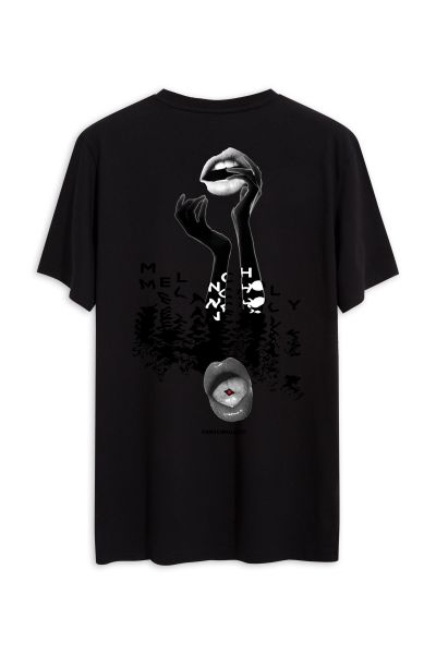 Black Soft Fabric Melancholy Design Short Sleeve Tee