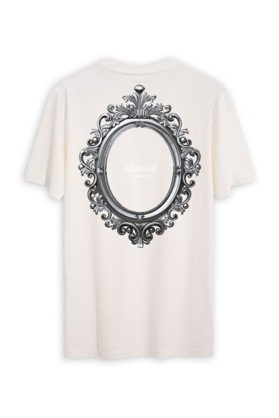 Off White Soft Fabric Mirror Design Short Sleeve Tee