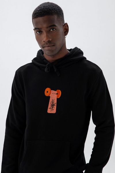 Black Premium Cotton Punch Design Pullover Hoodie