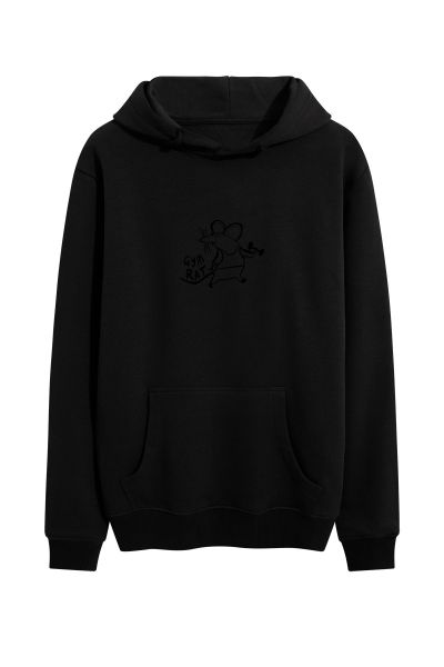 Black Premium Cotton Gym Rat Design Pullover Hoodie