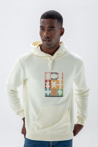 Ecru Premium Cotton Royal Game of Ur Design Pullover Hoodie