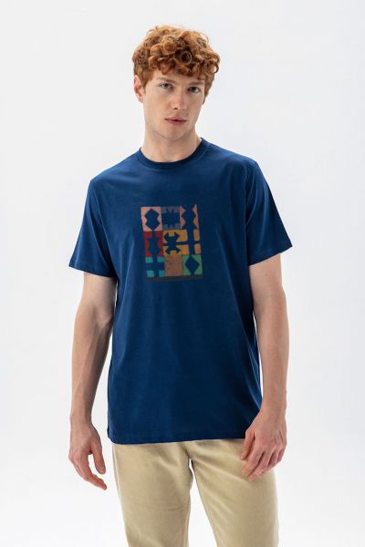 Navy Soft Fabric Royal Game of Ur Design Short Sleeve Tee