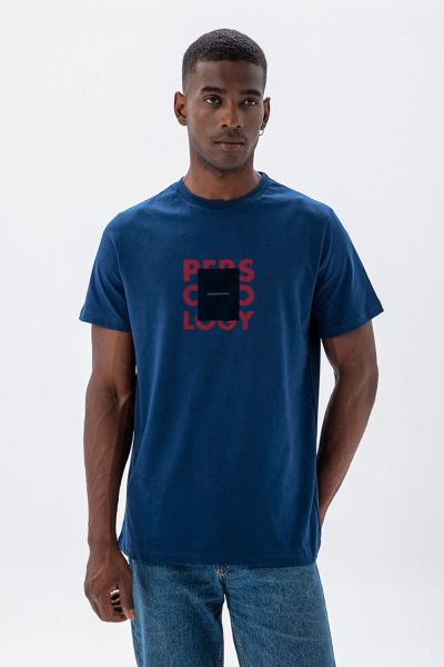 Navy Soft Fabric Square Personology Design Short Sleeve Tee