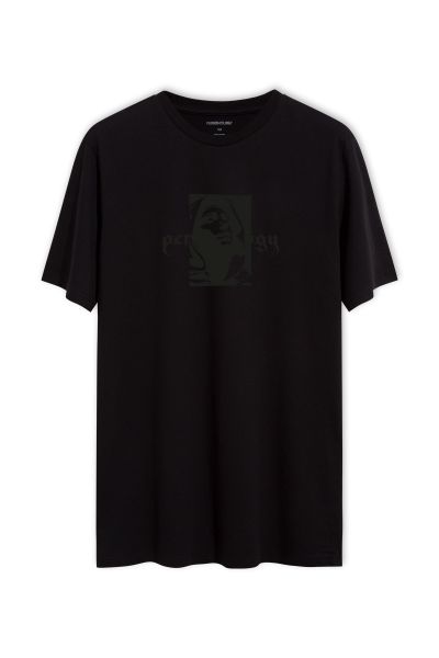 Black Soft Fabric Virgin Mary Design Short Sleeve Tee