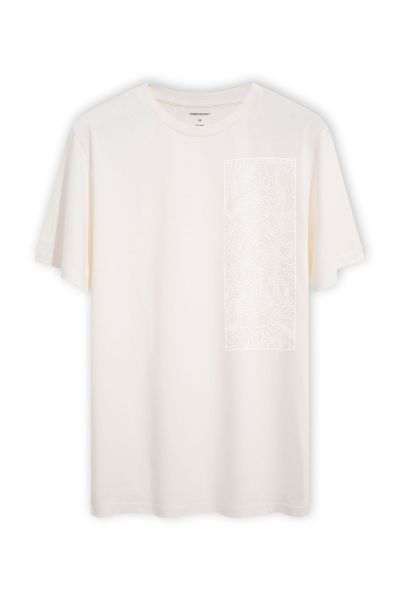 Off White Soft Fabric Wave Design Short Sleeve Tee