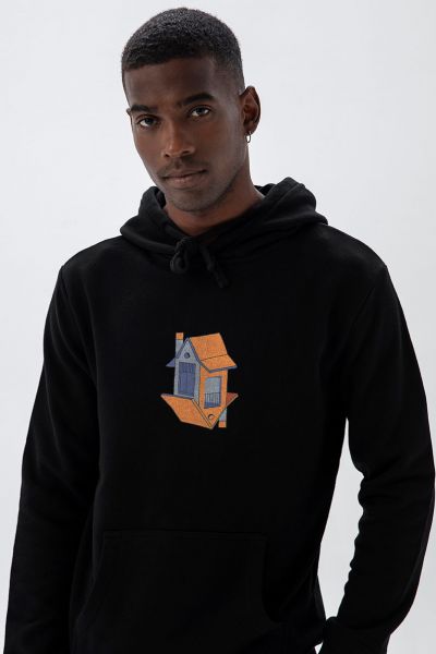 Black Premium Cotton The Land Design Pullover Hoodie