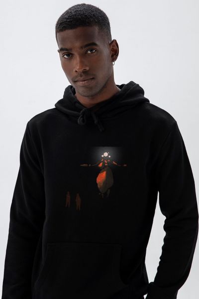 Black Premium Cotton Shield Maiden Design Pullover Hoodie