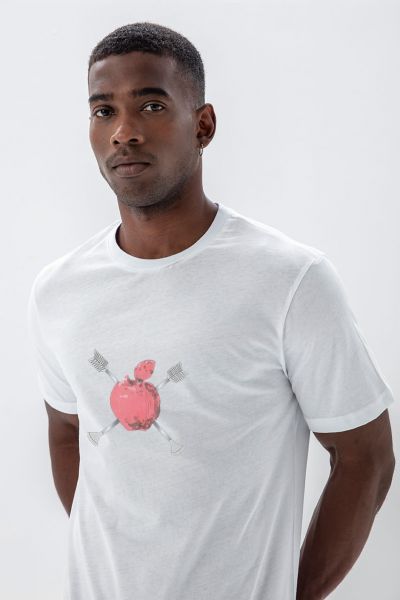 White Soft Fabric Apple Design Short Sleeve Tee