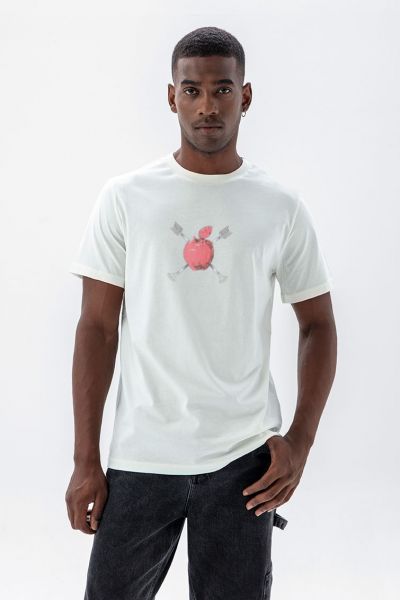 Off White Soft Fabric Apple Design Short Sleeve Tee