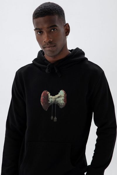 Black Premium Cotton Bitten Design Pullover Hoodie