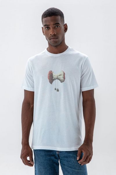 White Soft Fabric Bitten Design Short Sleeve Tee