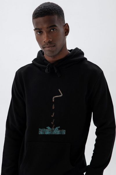 Black Premium Cotton Gravity Design Pullover Hoodie