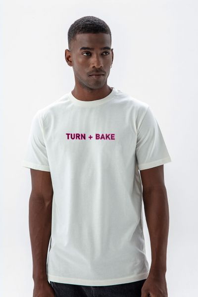 Off White Soft Fabric Turn + bake Design Short Sleeve Tee