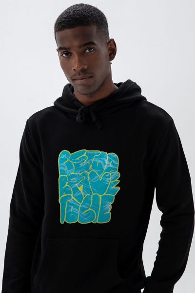 Black Premium Cotton Brave Design Pullover Hoodie