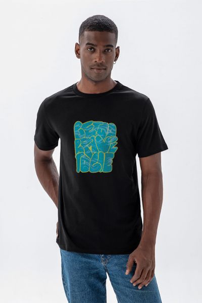 Black Soft Fabric Brave Design Short Sleeve Tee