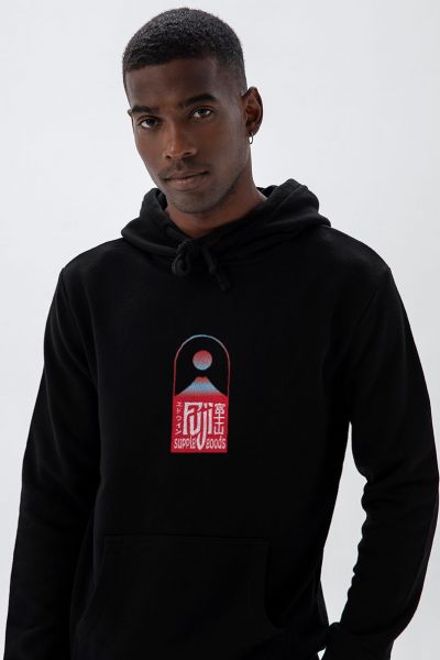 Black Premium Cotton Fuji Design Pullover Hoodie