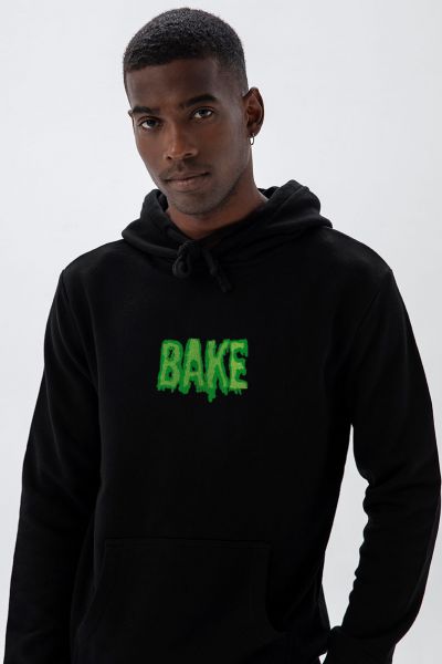 Black Premium Cotton Bake Design Pullover Hoodie