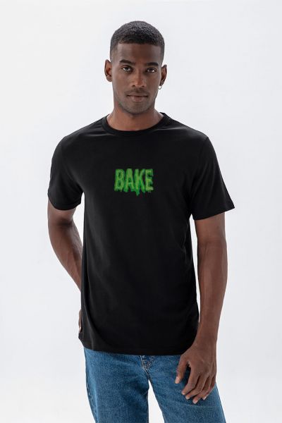 Black Soft Fabric Bake Design Short Sleeve Tee