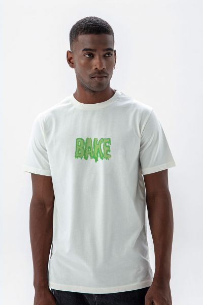 Off White Soft Fabric Bake Design Short Sleeve Tee