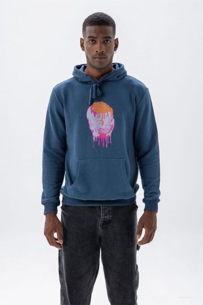 Navy Premium Cotton Brain Design Pullover Hoodie