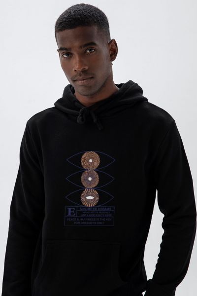 Black Premium Cotton Unlimited dreams Design Pullover Hoodie