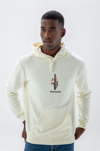 Ecru Premium Cotton Immune Design Pullover Hoodie