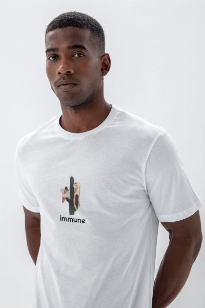 White Soft Fabric Immune Design Short Sleeve Tee