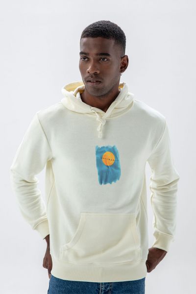 Ecru Premium Cotton Birds Design Pullover Hoodie