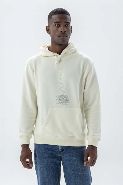 Ecru Premium Cotton Love Design Pullover Hoodie