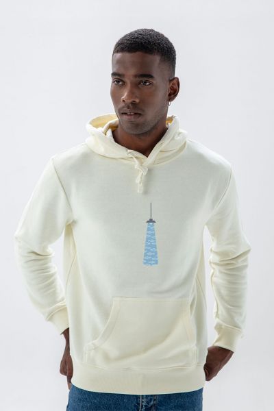 Ecru Premium Cotton Fish in the Dark Design Pullover Hoodie