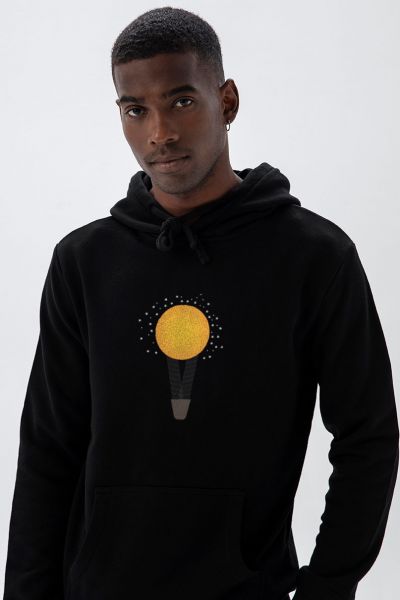 Black Premium Cotton Dawn Sun Design Pullover Hoodie