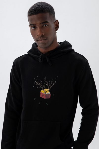 Black Premium Cotton Autumn Design Pullover Hoodie