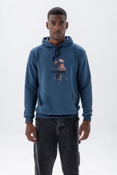 Navy Premium Cotton Acro Design Pullover Hoodie