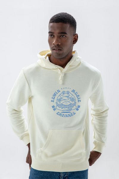 Ecru Premium Cotton Music Channel Design Pullover Hoodie