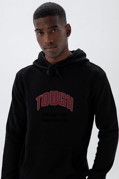 Black Premium Cotton Tough , Times Don't Last Tough People Do Design Pullover Hoodie