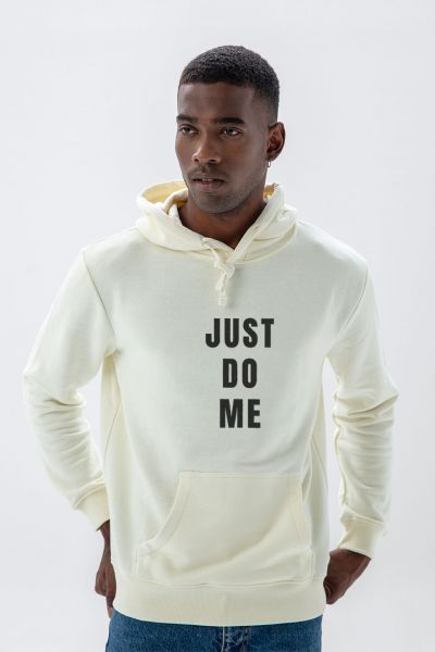 Ecru Premium Cotton Just Do Me Design Pullover Hoodie